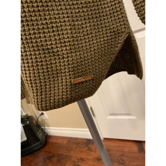 Michael Kors Olive Green Waffle Knit Cowl Neck Sweater, Size Small - Picture 3 of 7